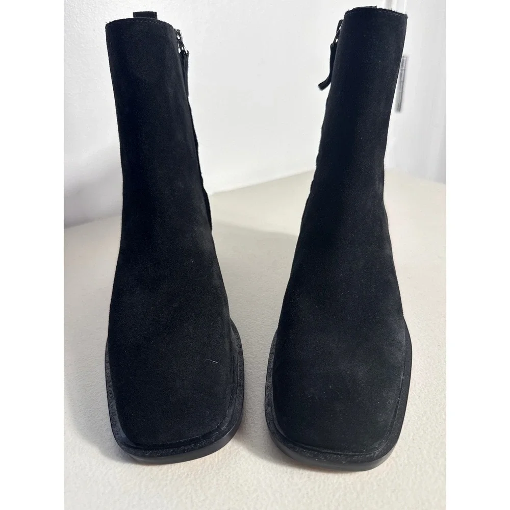 Everlane Womens Glove Boot Black Suede Square Toe Block Heel Ankle Boots Size 7M